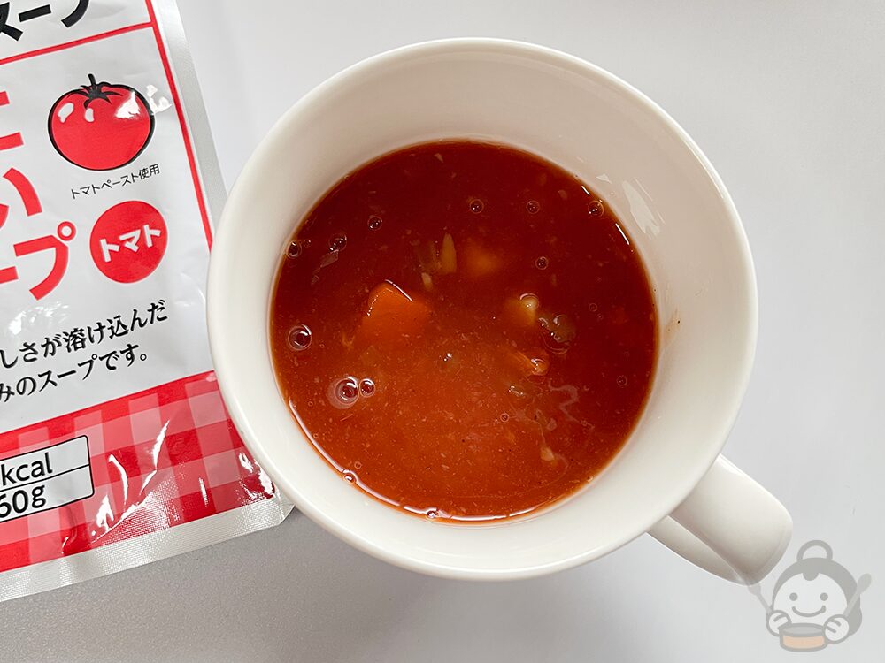 ハウスLLヒートレススープ野菜スープ トマトを器に出したところ